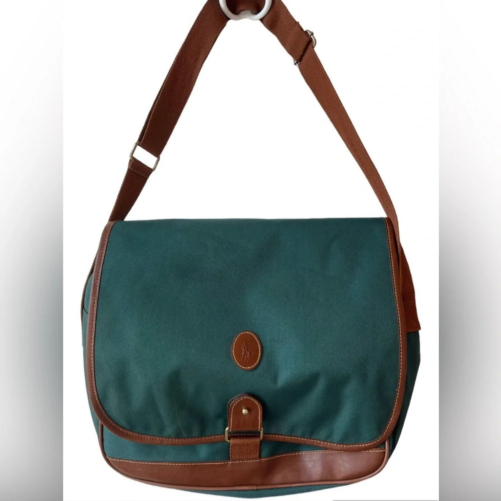 Polo Ralph Lauren Vintage Canvas Leather Messenger Travel Bag